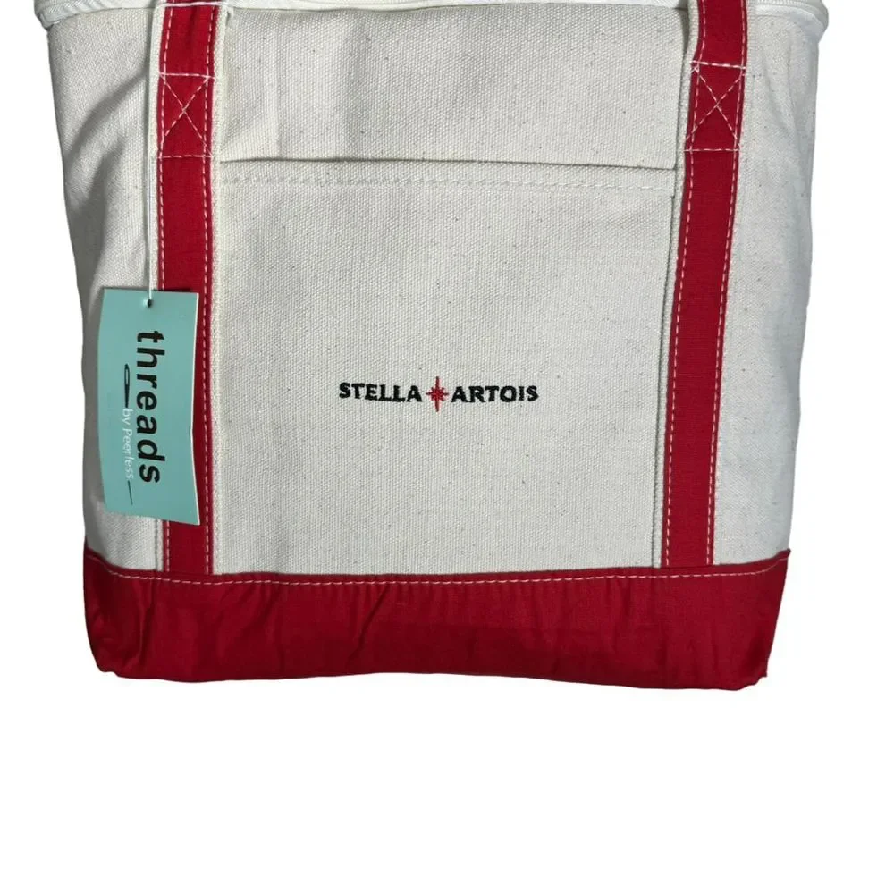 Stella Artois Canvas Tote Cooler Beverage Bag Ice Chest Red Cream‎ Unisex